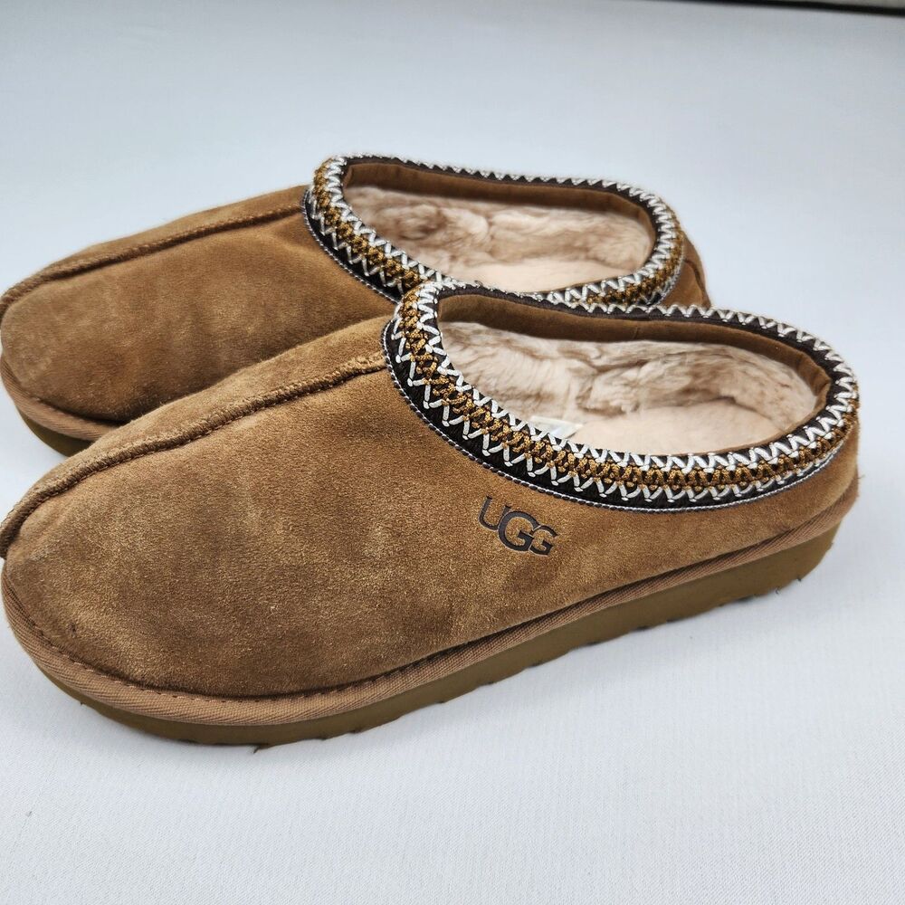 Ugg Tasman Slippers Chestnut Womens 11 UGG Braid Collar Slip-On Sheepskin/Wool